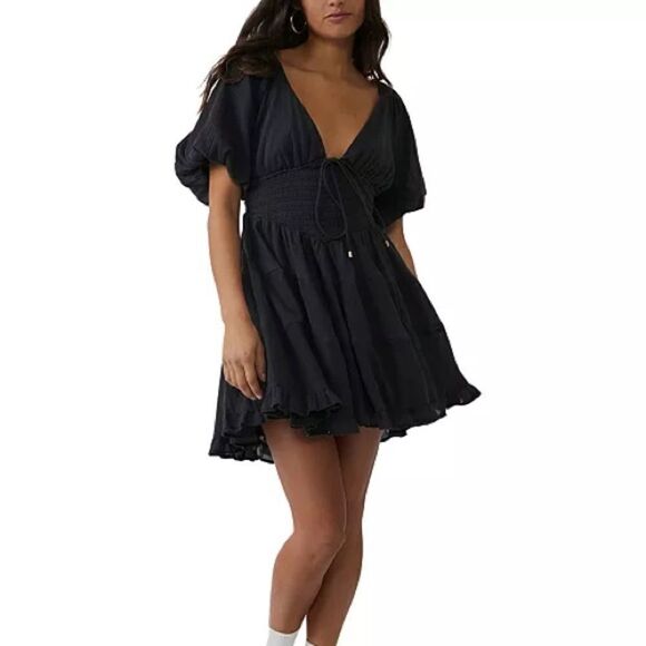Free People NWT Perfect Day Mini Dress in Black Size XL - Picture 7 of 9